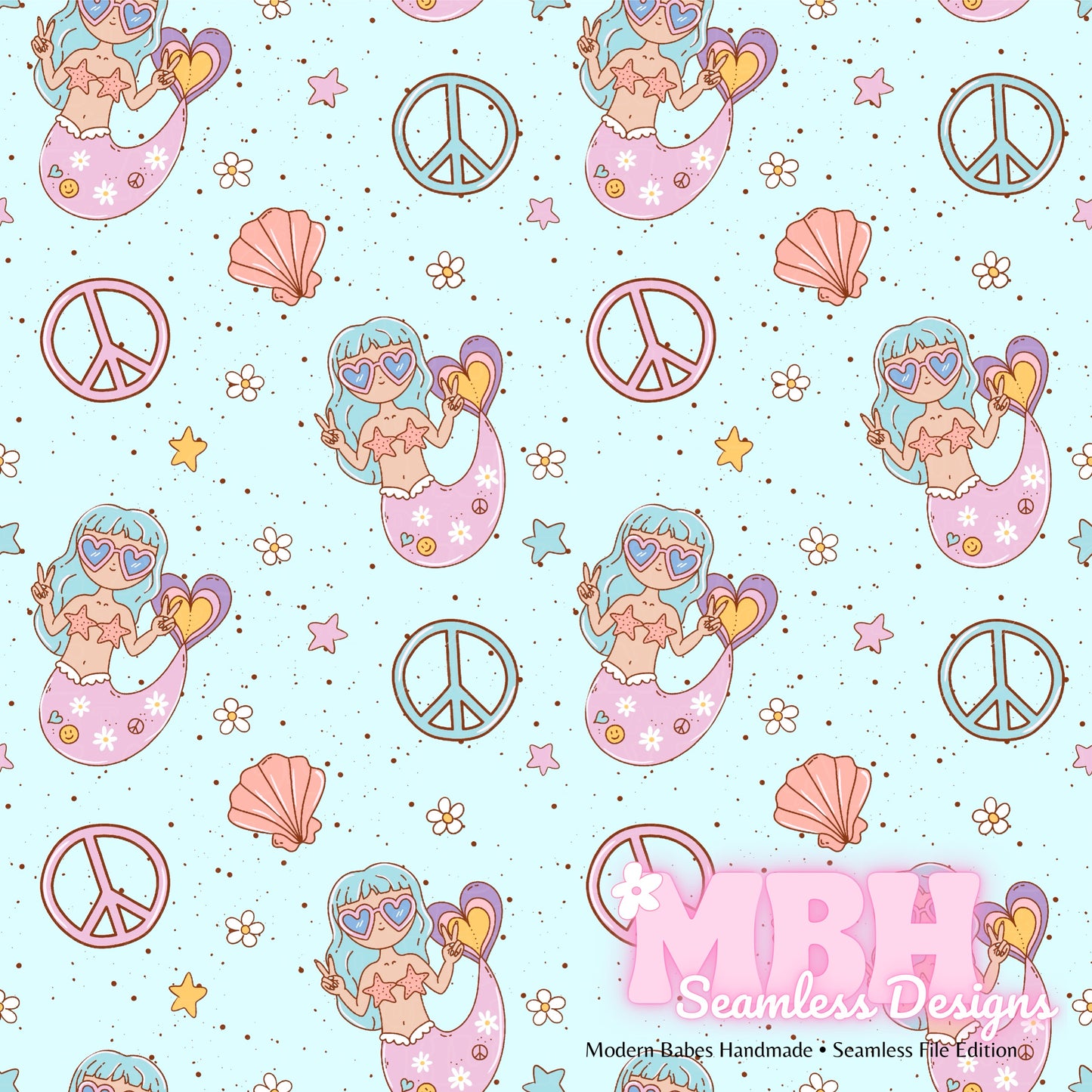 Groovy Mermaid Seamless Pattern MULTIPLE COLORWAYS