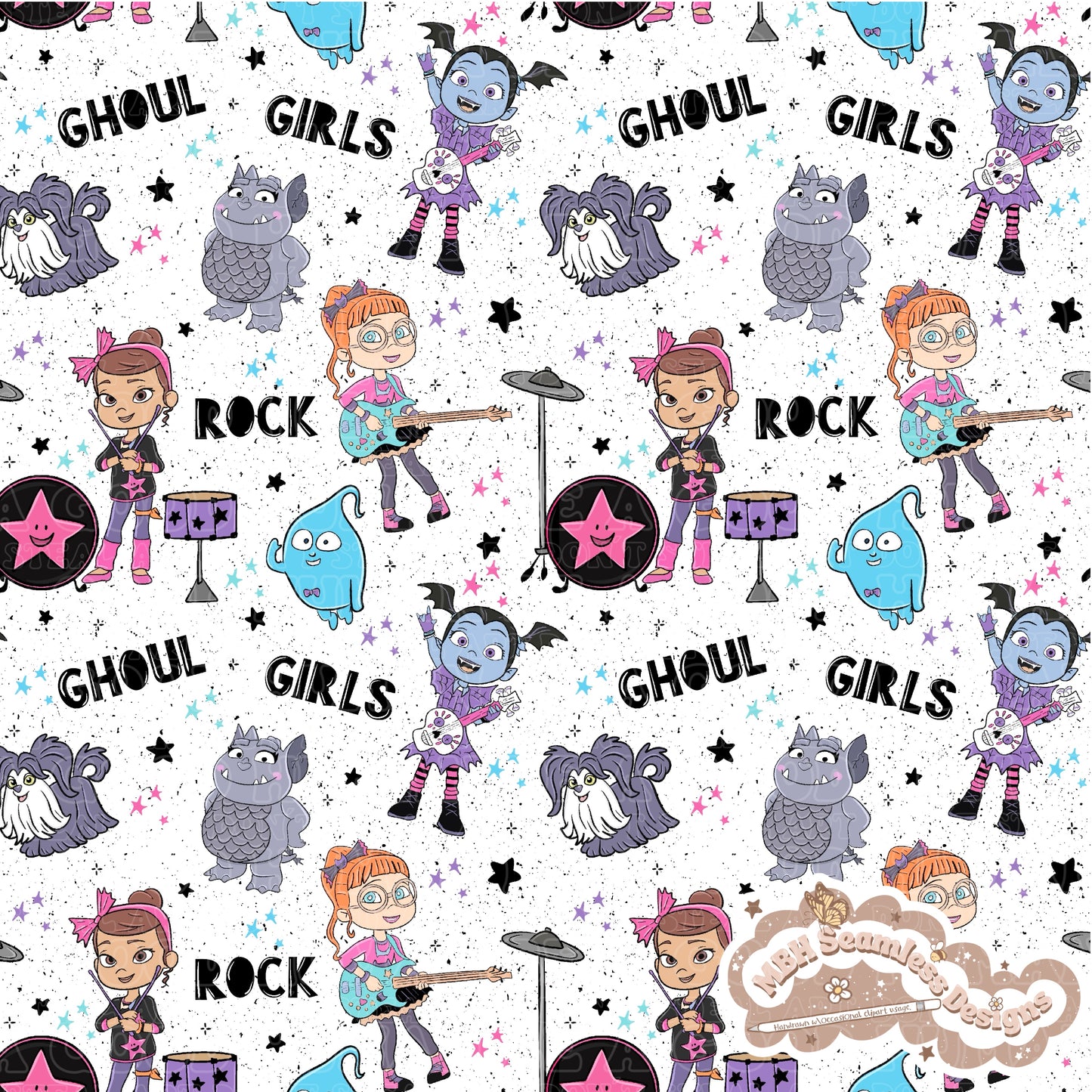 Vampirina Ghoul Band Seamless Pattern MULTIPLE COLORWAYS