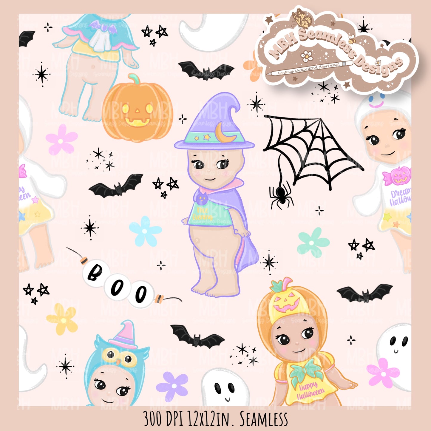 Sonny Angels Halloween Seamless Pattern // Assorted Colorway Options