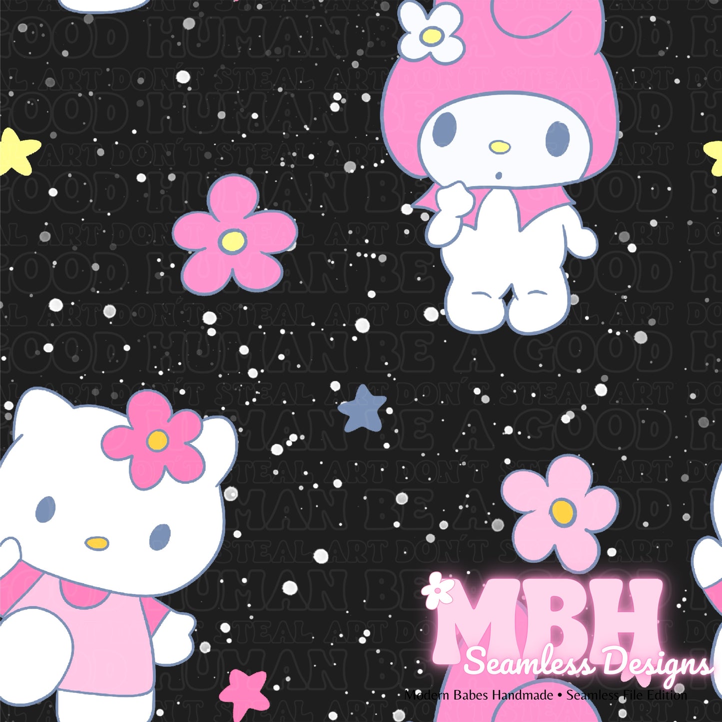 My Melody Hello Kitty Floral Spex Seamless Pattern MULTIPLE COLORWAYS