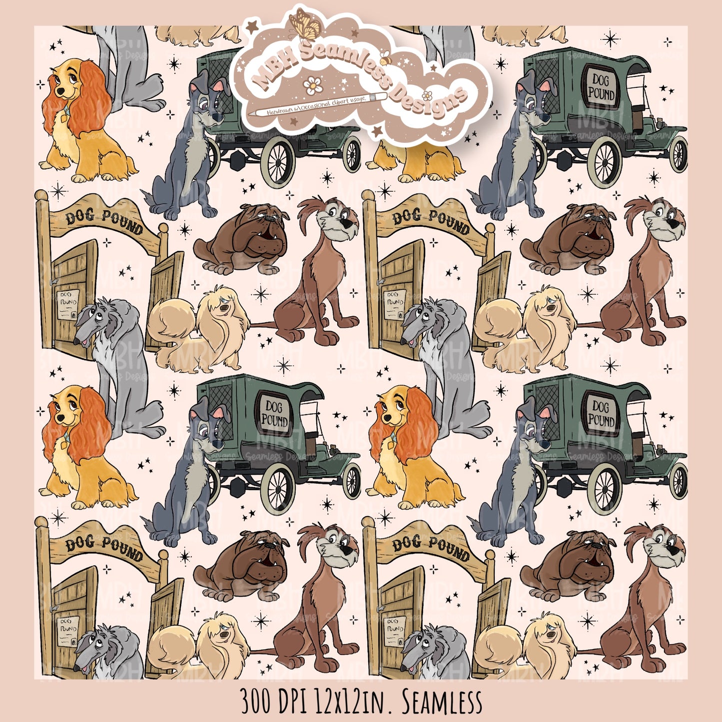 L&T Dog Pound Seamless Pattern // PNG // Multiple Colorway Options