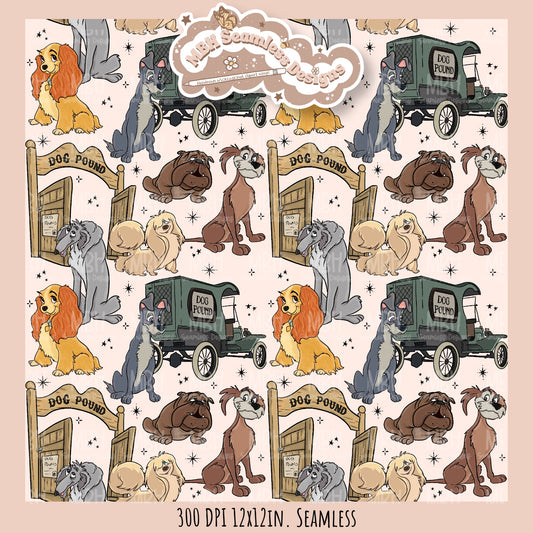 L&T Dog Pound Seamless Pattern // PNG // Multiple Colorway Options