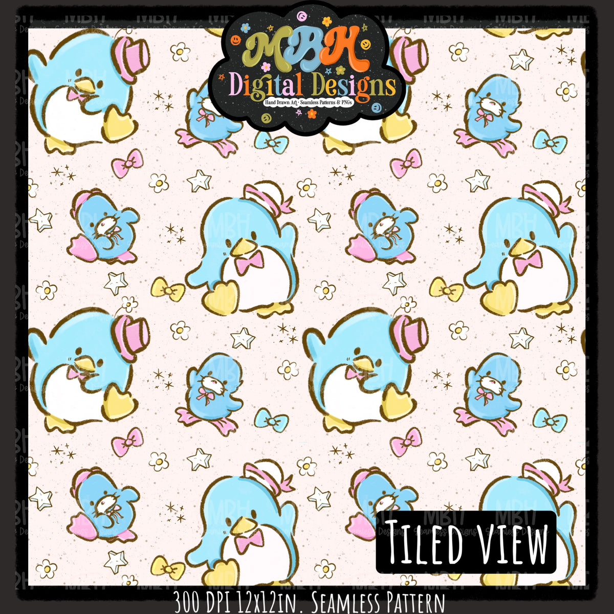 TuxedoSam Seamless Pattern // PNG // Assorted Colorways