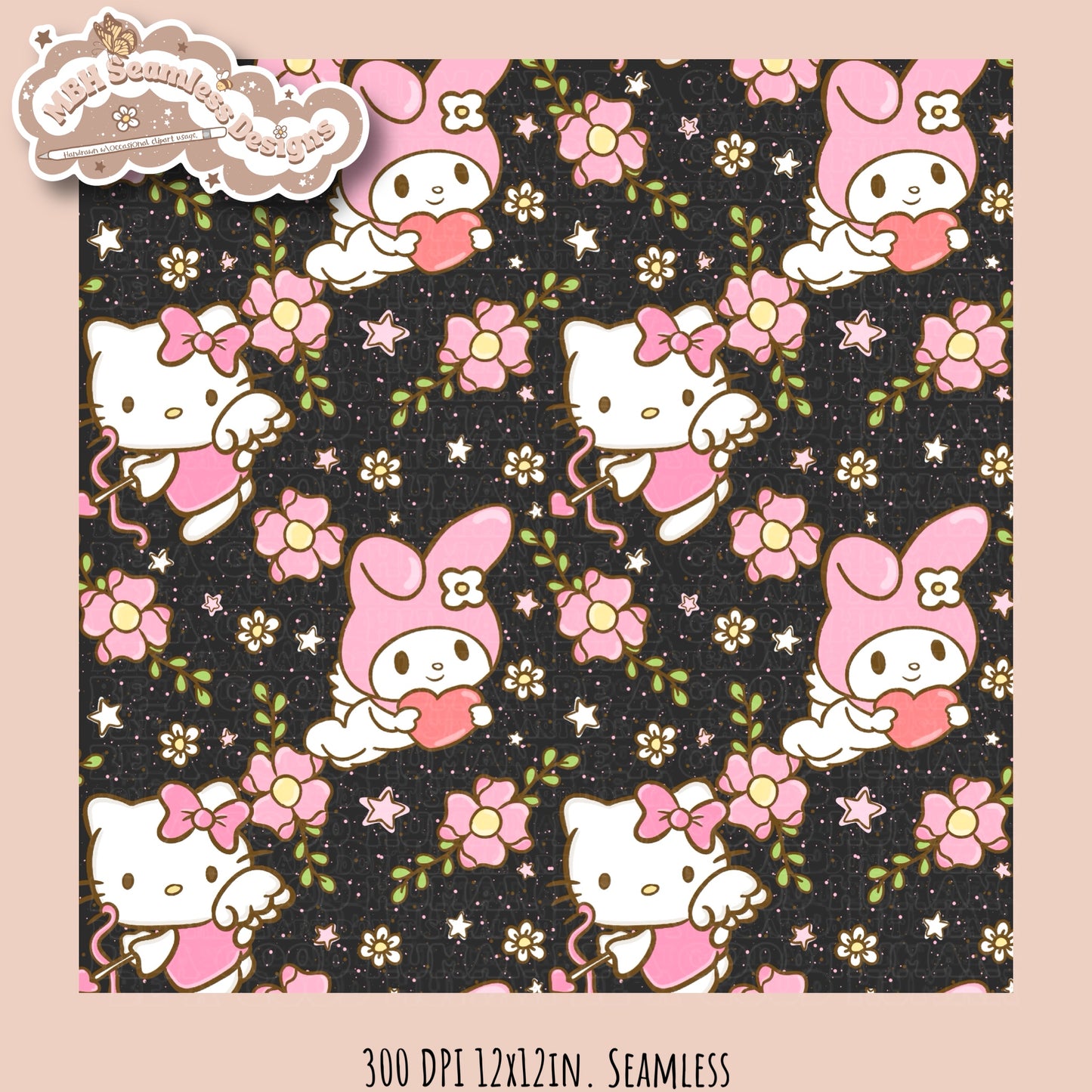 HK & Melody Floral Love Seamless Pattern MULTIPLE COLORWAYS