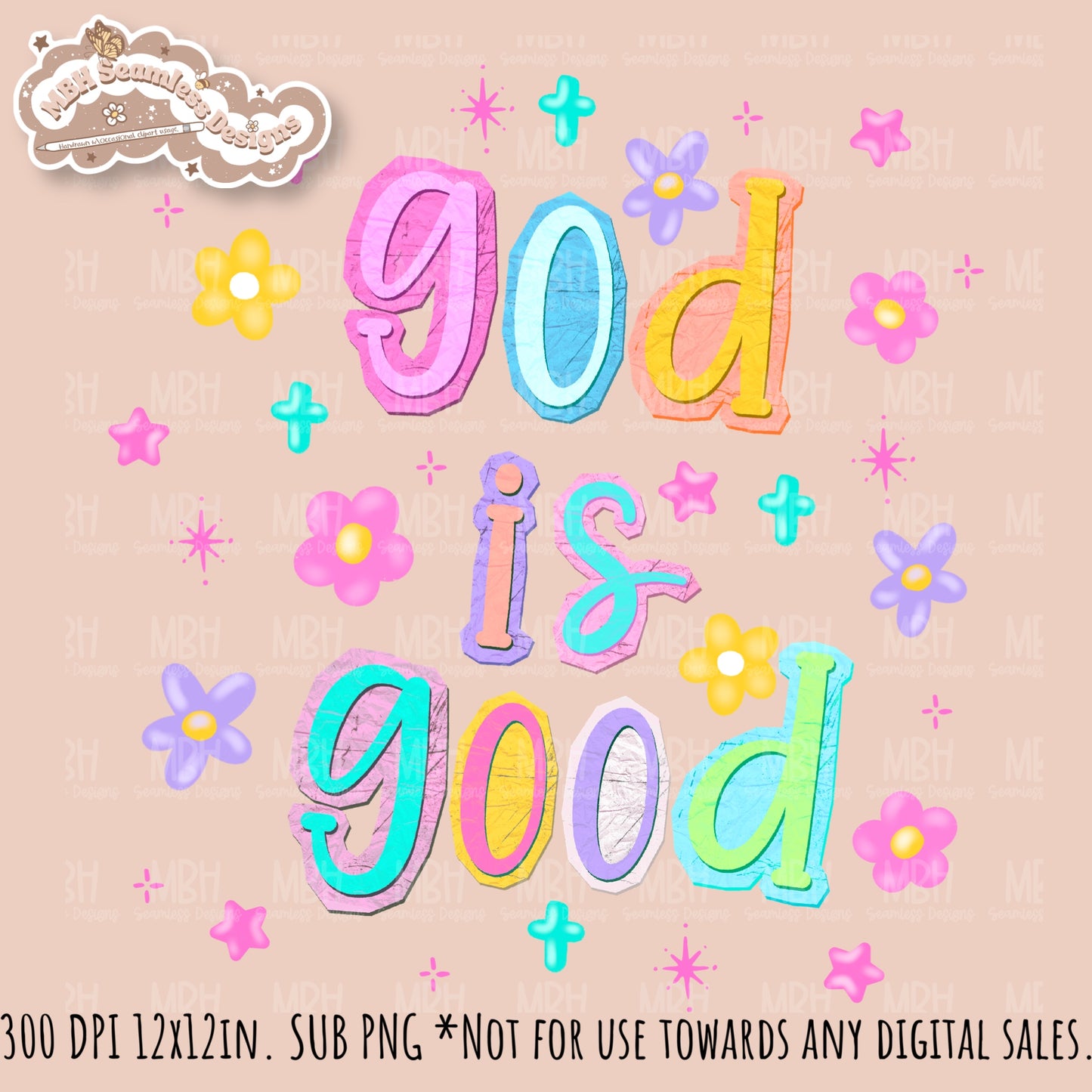 Groovy God Is Good Seamless Pattern // SUB PNG // Multiple Colorway Options