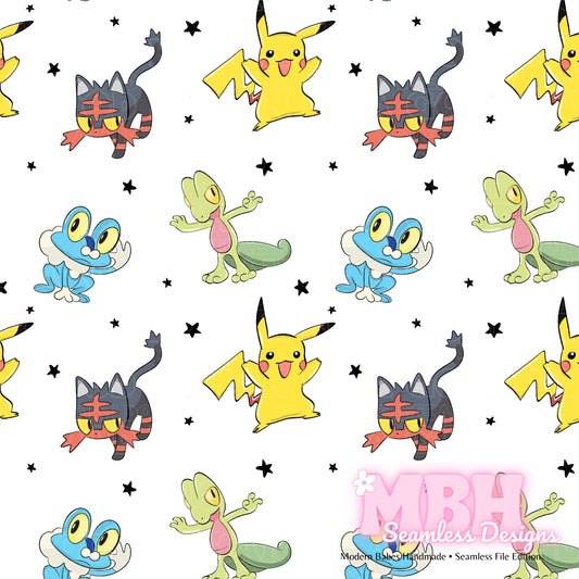 Pokémon Friends Assorted Colorways Seamless Pattern