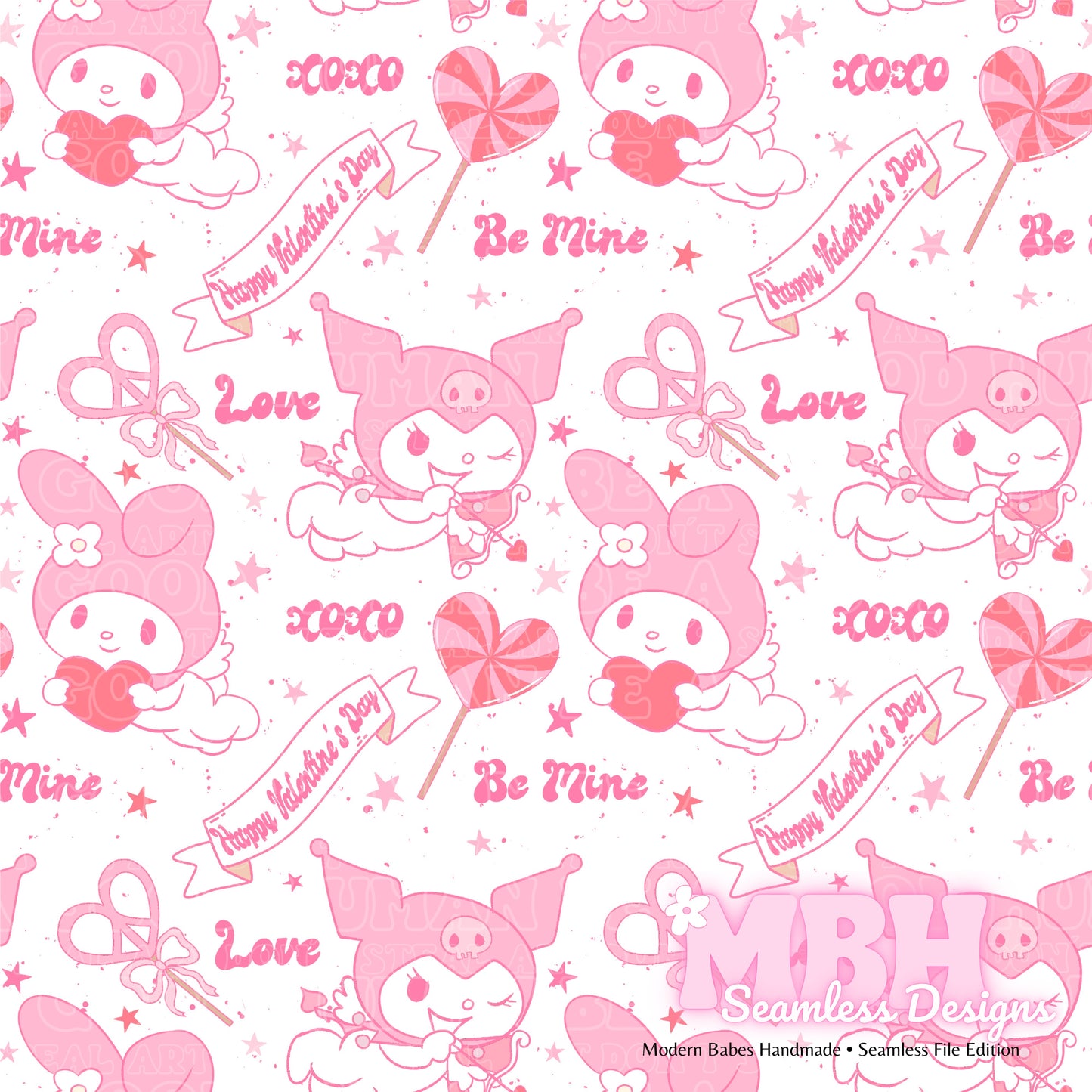 My Melody Kuromi Valentine’s Day Seamless Pattern