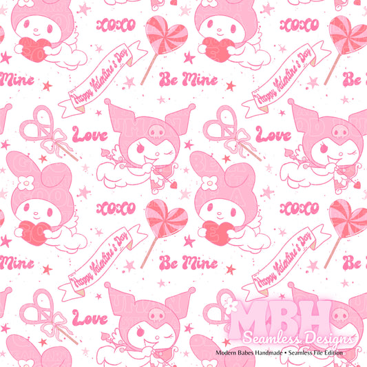 My Melody Kuromi Valentine’s Day Seamless Pattern