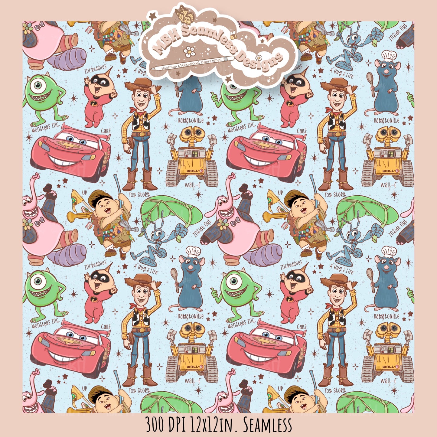 Starry Pixar Mashup Seamless Pattern // Multiple Colorway Options