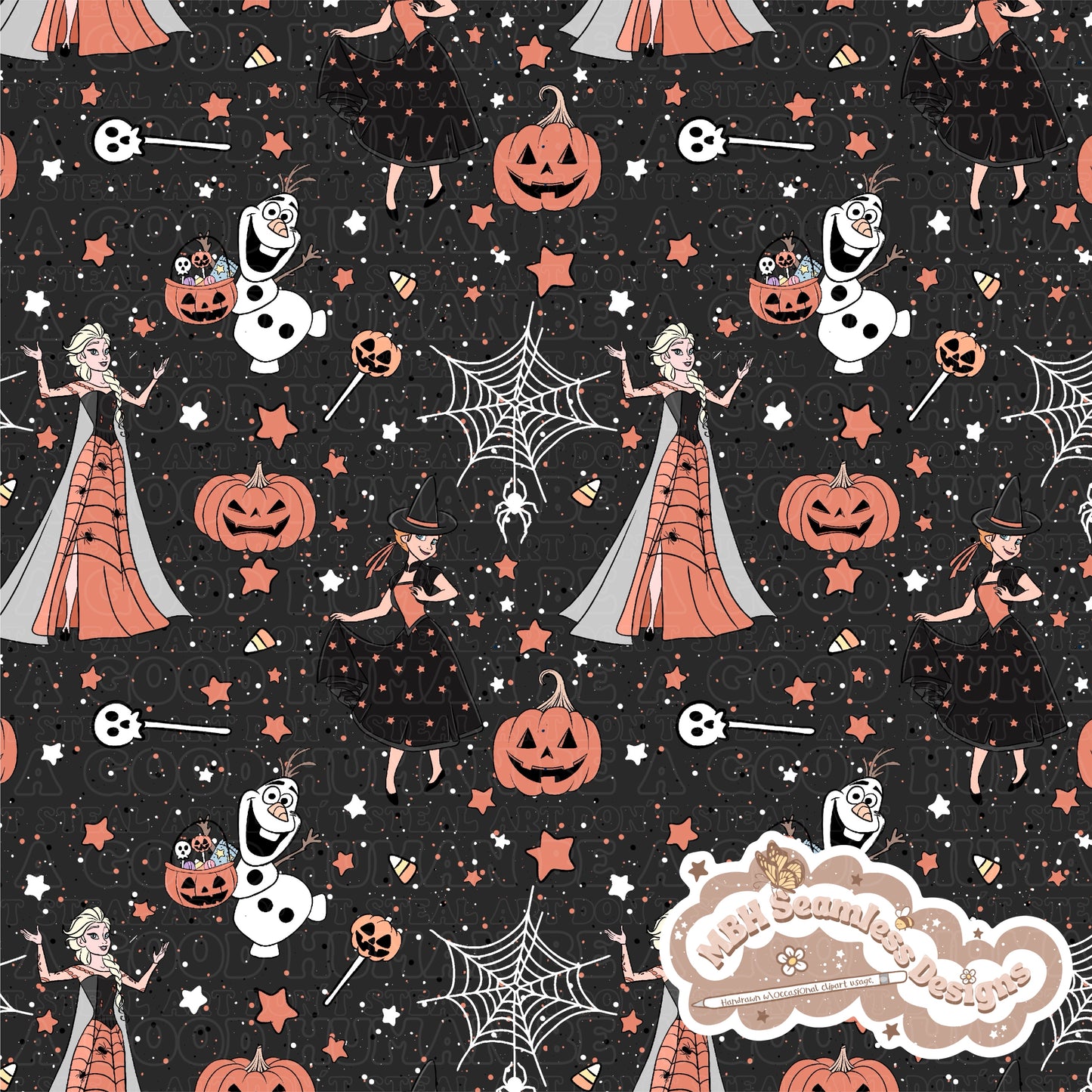 Frozen Halloween Seamless Pattern & PNG MULTIPLE COLORWAYS