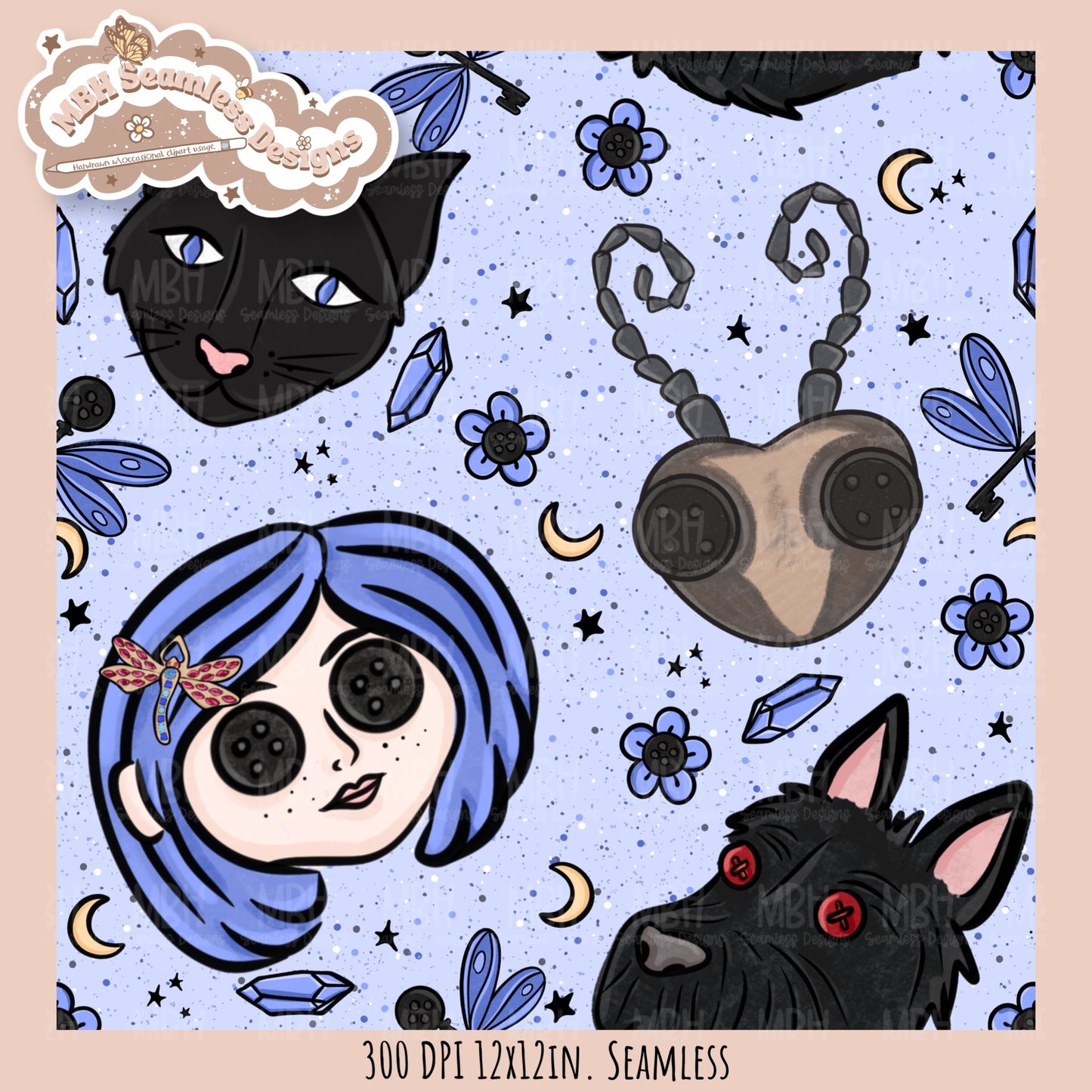 Button Eyes Seamless Pattern // PNG // Multiple Colorway Options