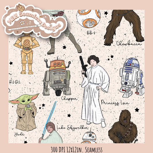 Star Wars Names Seamless Pattern MULTIPLE COLORWAYS