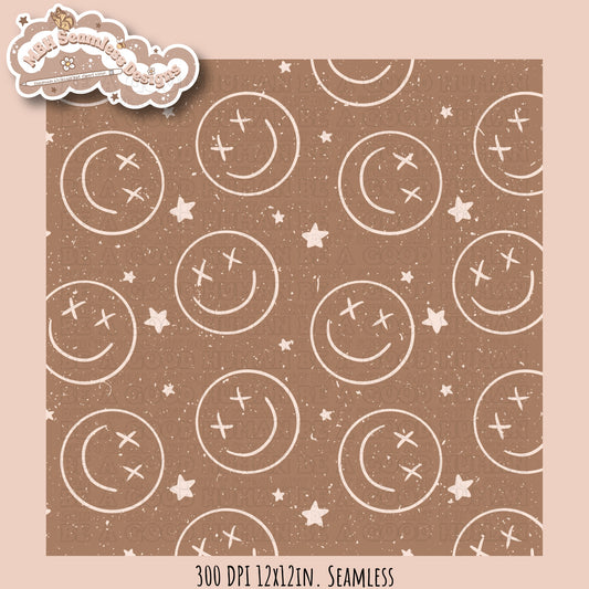 Starry Smiley Faces Seamless Pattern MULTIPLE COLORWAYS