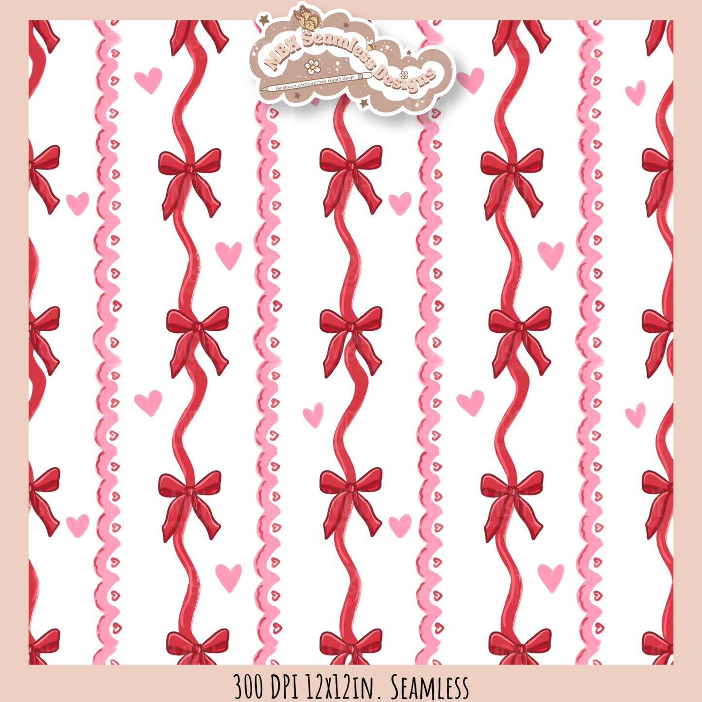Coquette Valentine Stripes Seamless Pattern // Assorted Colorways
