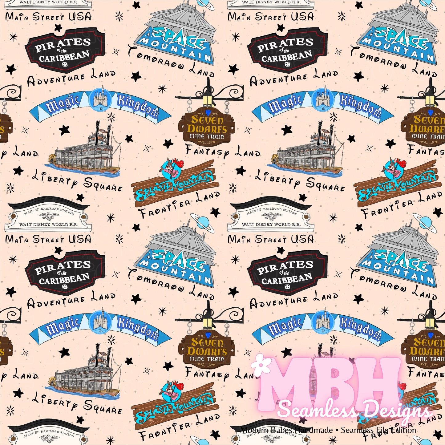 Magic Place Lands Seamless Pattern MULTIPLE COLORWAYS