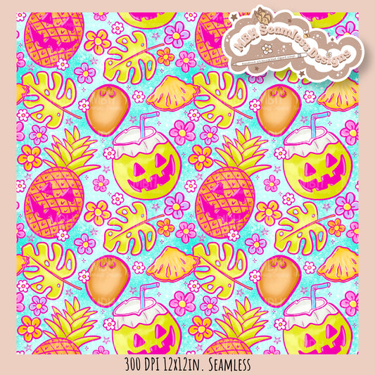Tropical Jack-O-Fruit  Seamless Pattern • Multiple Colorways • PNG