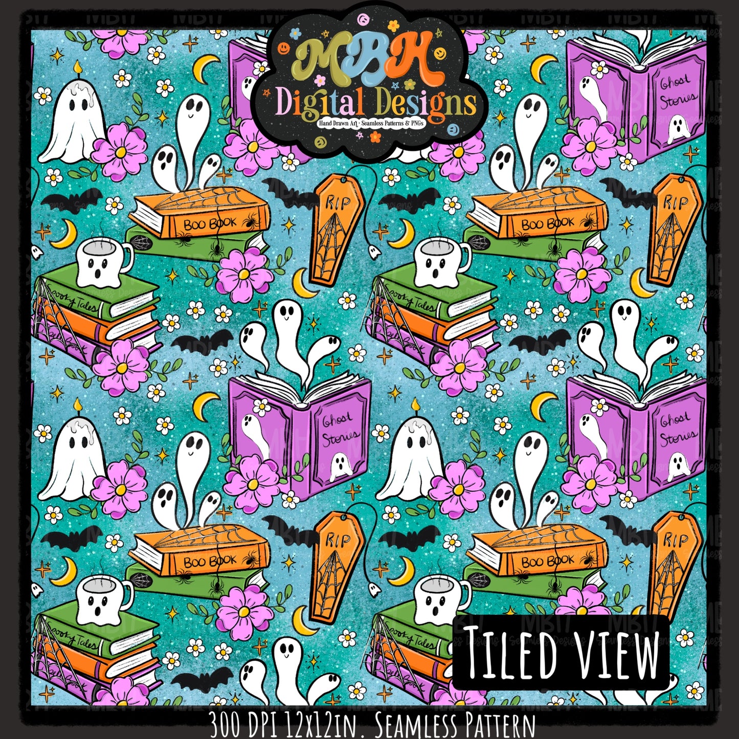 Ghost Stories Seamless Pattern// PNG// MULTIPLE COLORWAYS