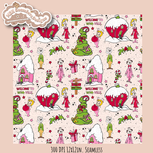 Girly Who-ville Seamless Pattern & PNG MULTIPLE COLORWAYS