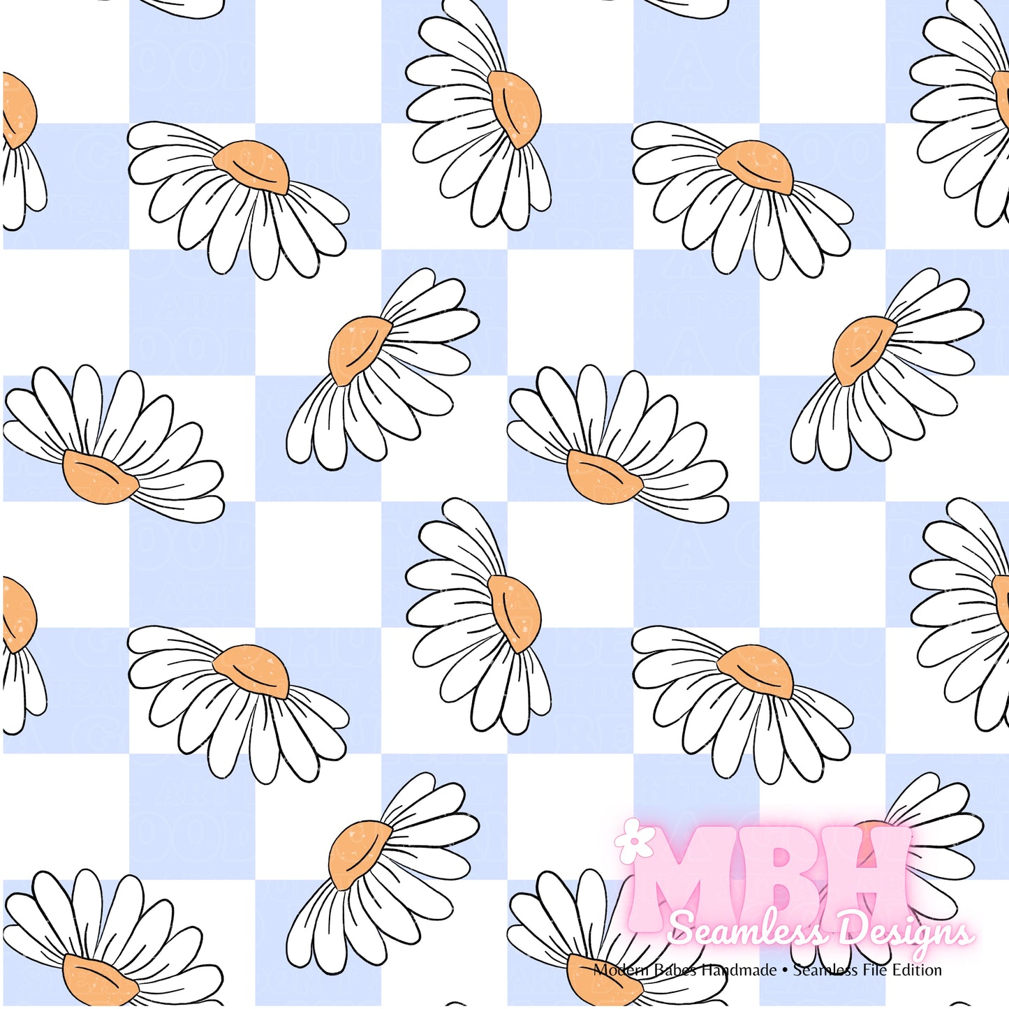 Blue Daisies ASSORTED COLORWAYS Seamless Pattern