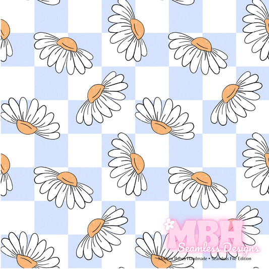 Blue Daisies ASSORTED COLORWAYS Seamless Pattern