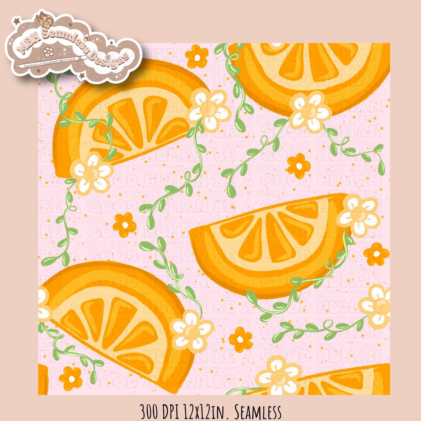 Orange Daisies Seamless Pattern • Multiple Colorways
