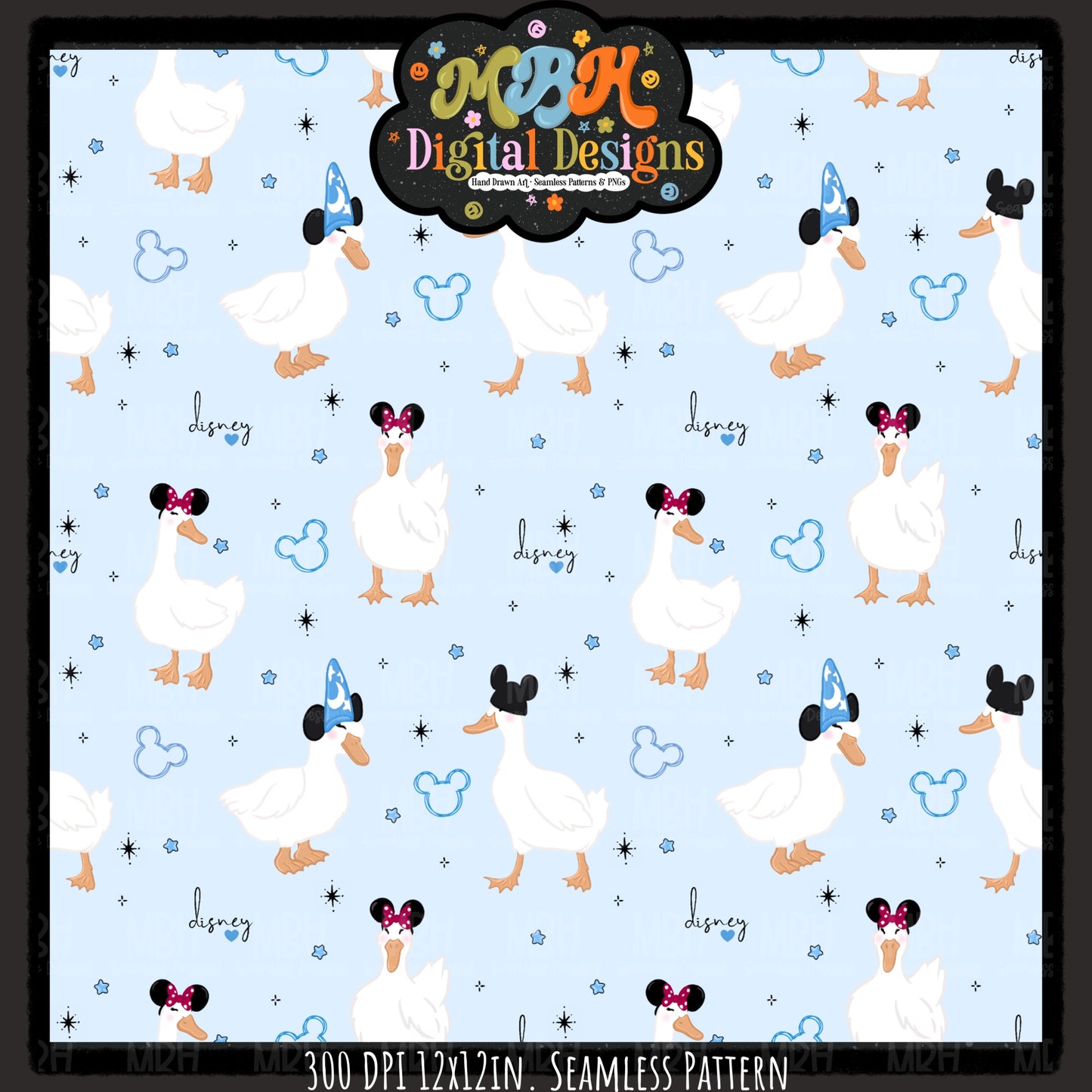 Park Ducks Seamless Pattern // PNG // MULTIPLE COLORWAYS