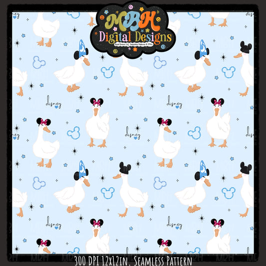 Park Ducks Seamless Pattern // PNG // MULTIPLE COLORWAYS
