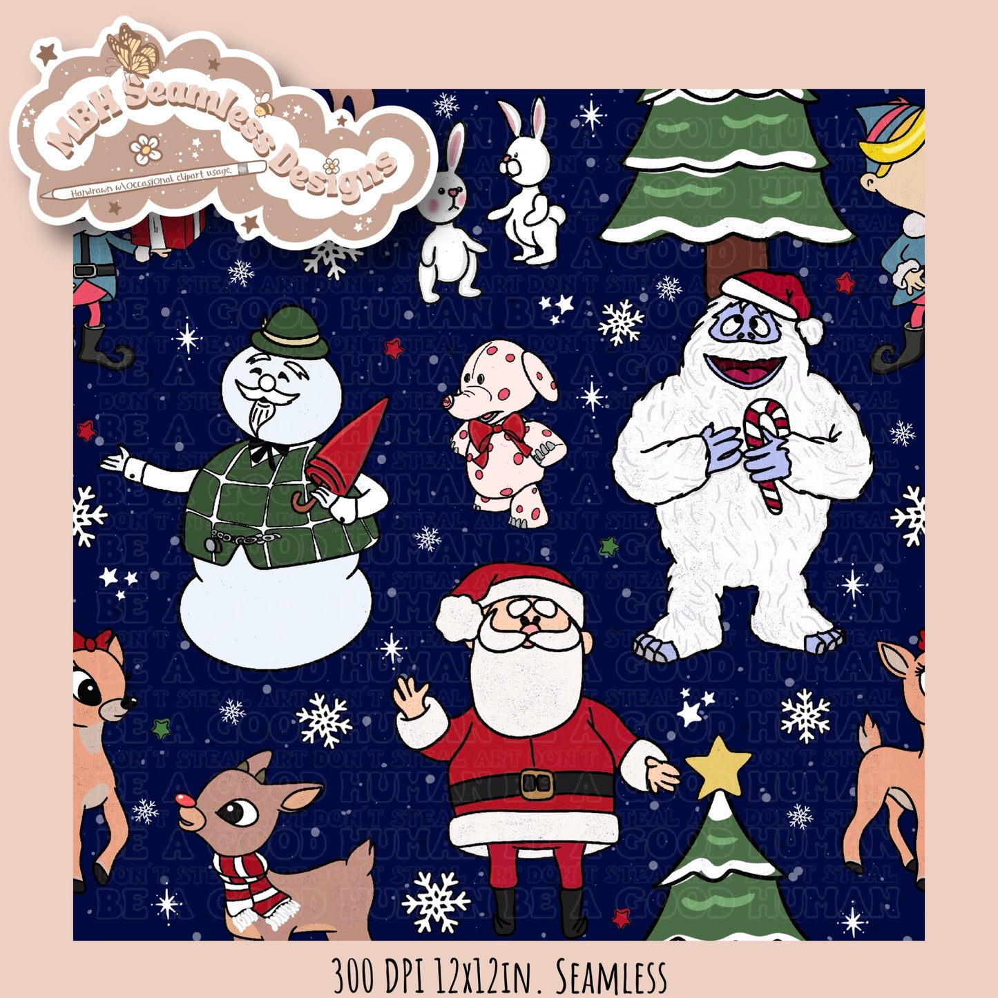 Rudolph and Friends Seamless & PNG MULTIPLE COLORWAYS