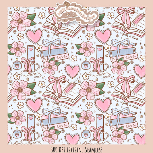 Coquette Romance Books Seamless Pattern // Assorted Colorways
