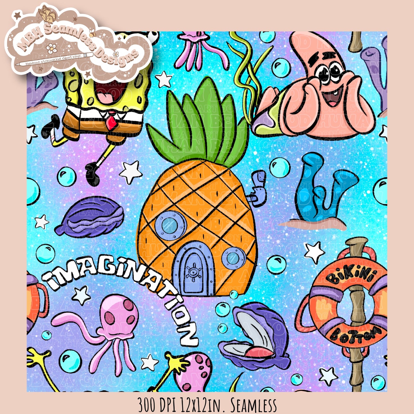 SquarePants Imagination Seamless Pattern MULTIPLE COLORWAYS