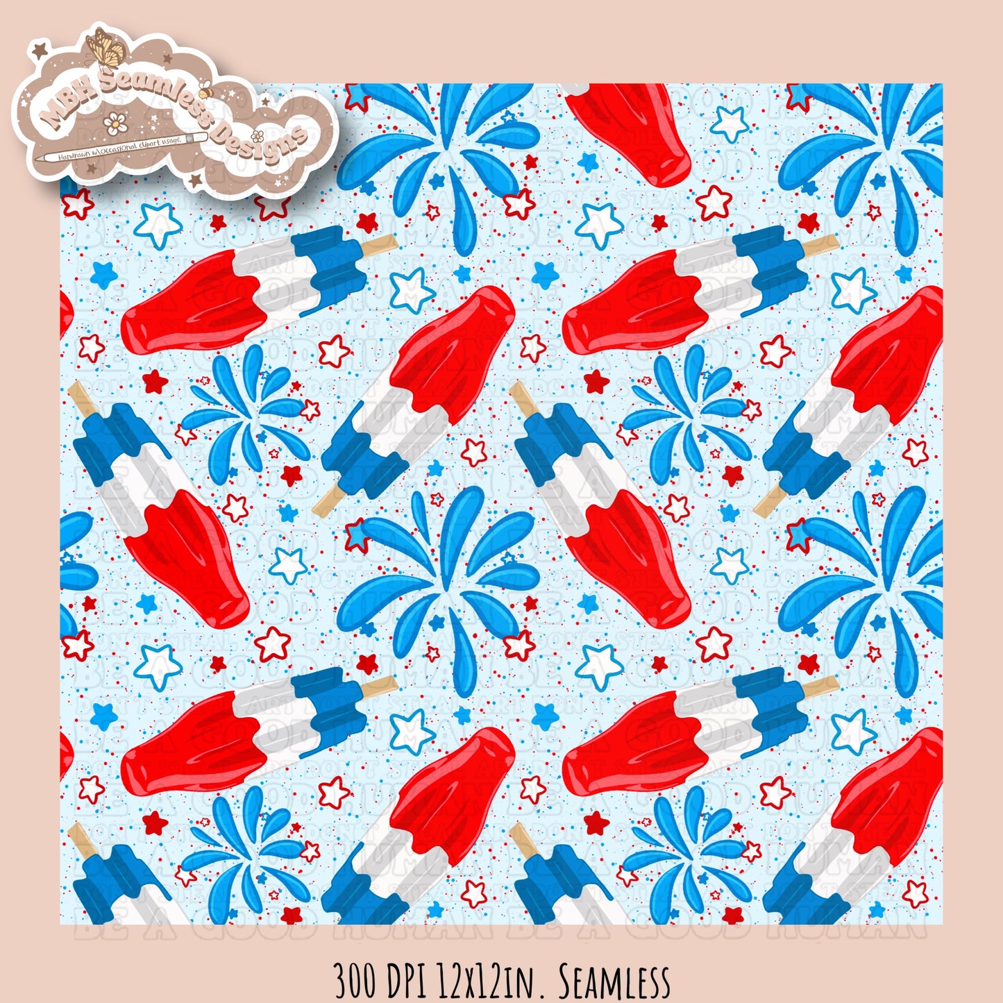 Starry Bomb Pops Seamless Pattern MULTIPLE COLORWAY OPTIONS