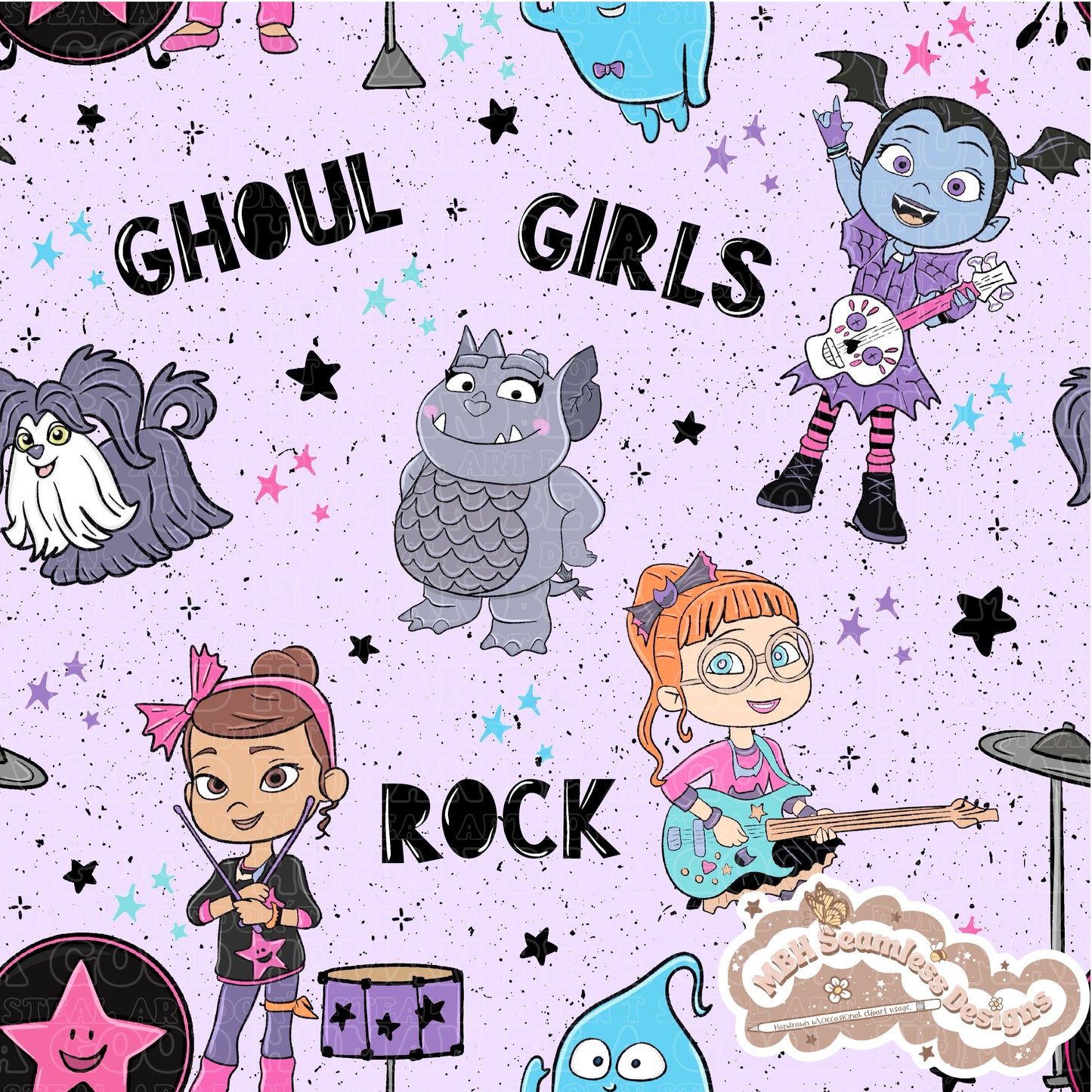 Vampirina Ghoul Band Seamless Pattern MULTIPLE COLORWAYS