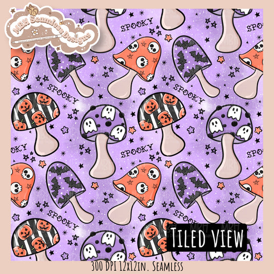 Spooky Shrooms Seamless Pattern // Assorted Colorway Options