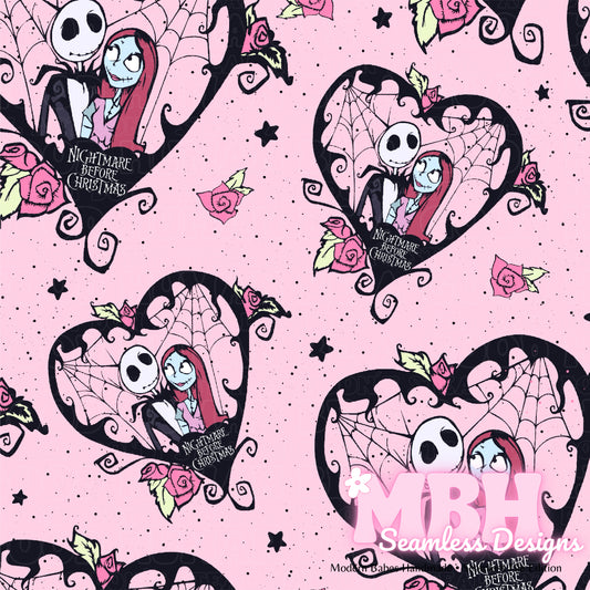 NBC Pink Rose Hearts Seamless Pattern