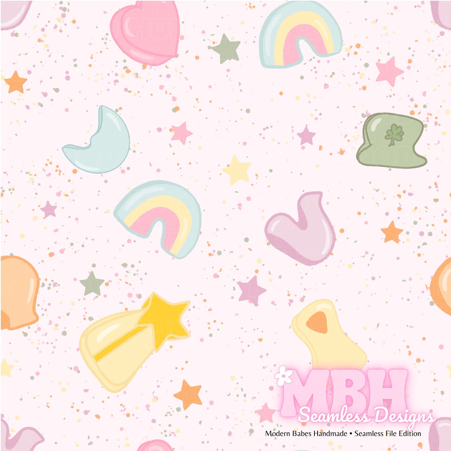 Muted Lucky Charms Assorted Colorways Seamless Pattern