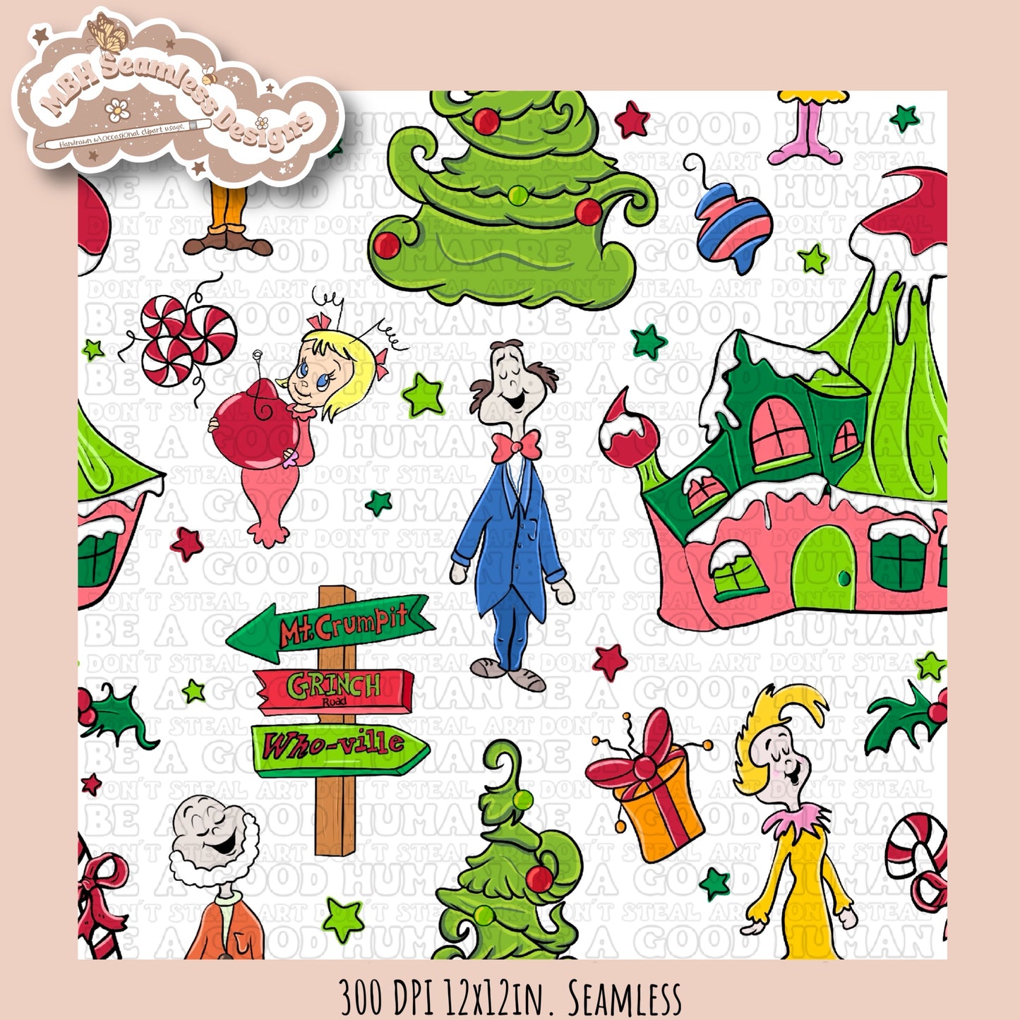 Who-ville Seamless Pattern & PNG MULTIPLE COLORWAYS