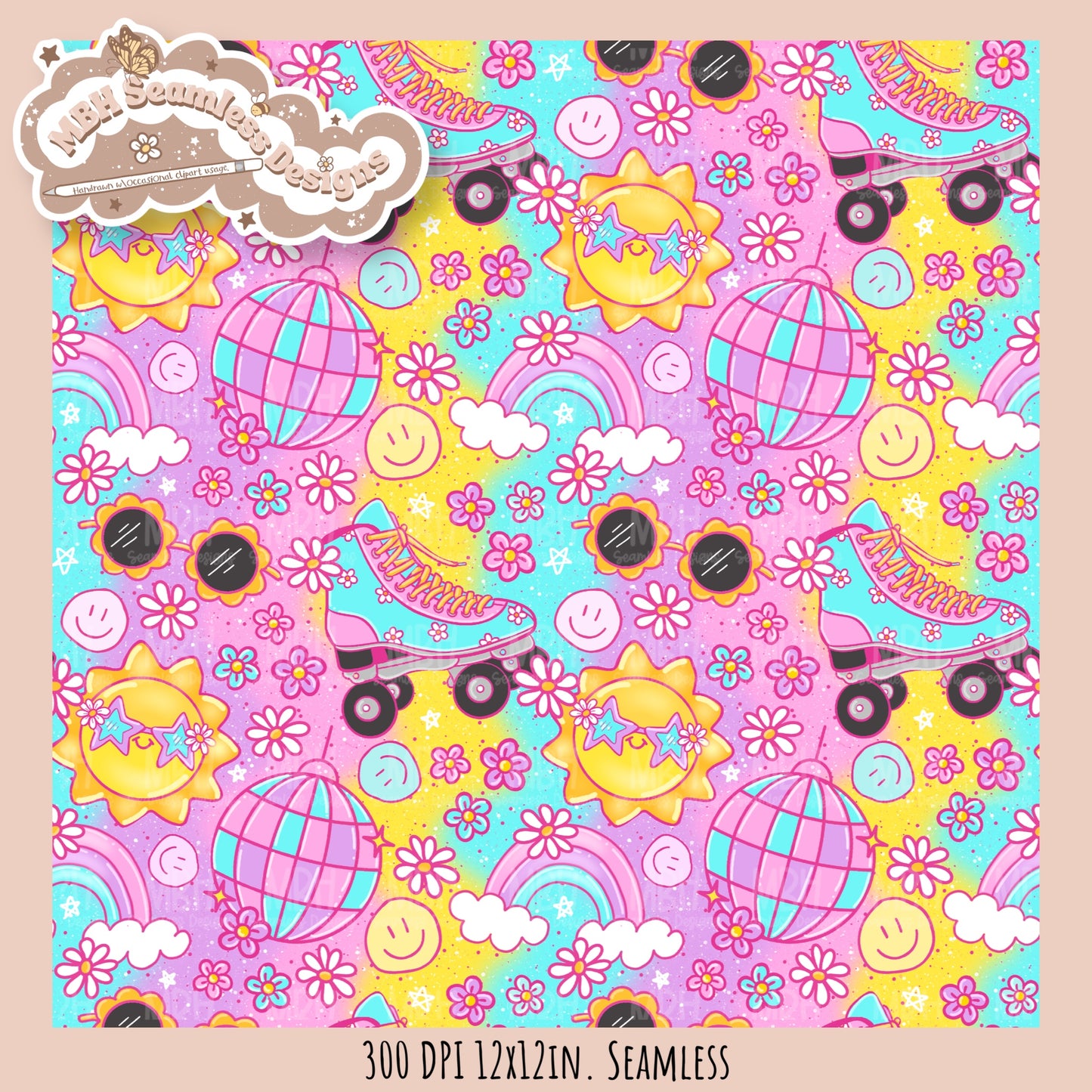 Groovy Summer Seamless Pattern //  MULTIPLE COLORWAYS