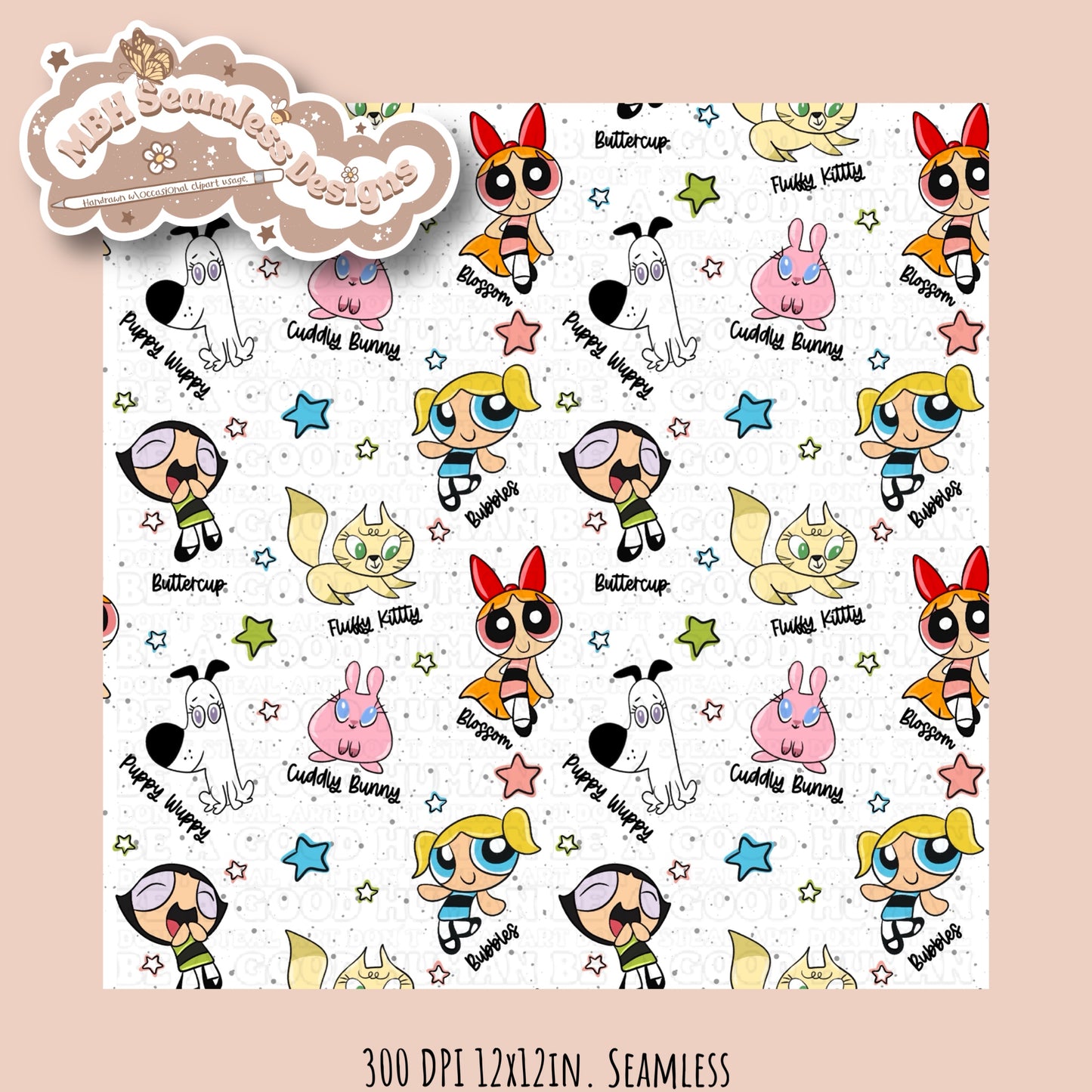 PPG Fluffy Bunch Seamless Pattern MULTIPLE COLORWAYS