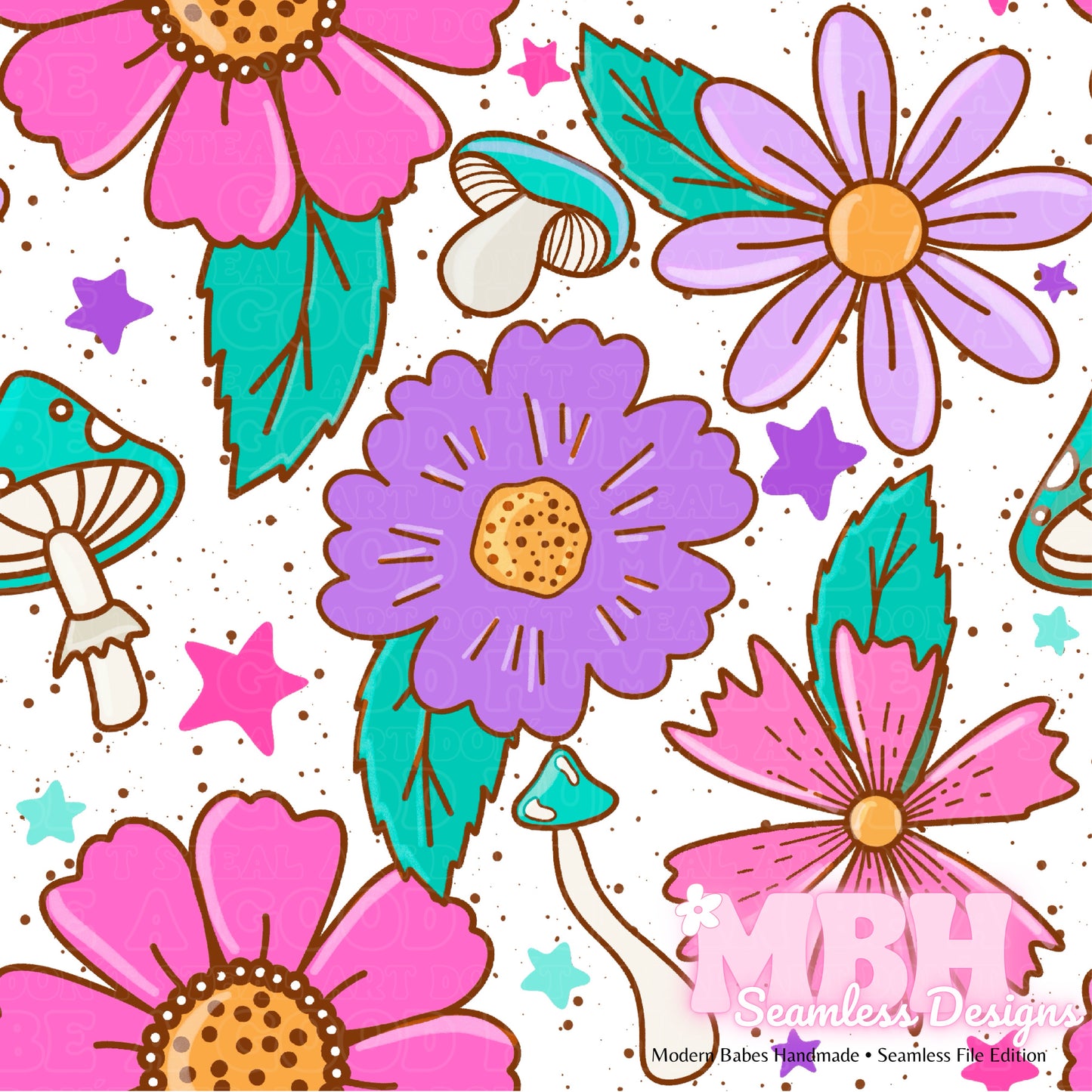 Bright Floral MULTIPLE COLORWAYS Seamless Pattern