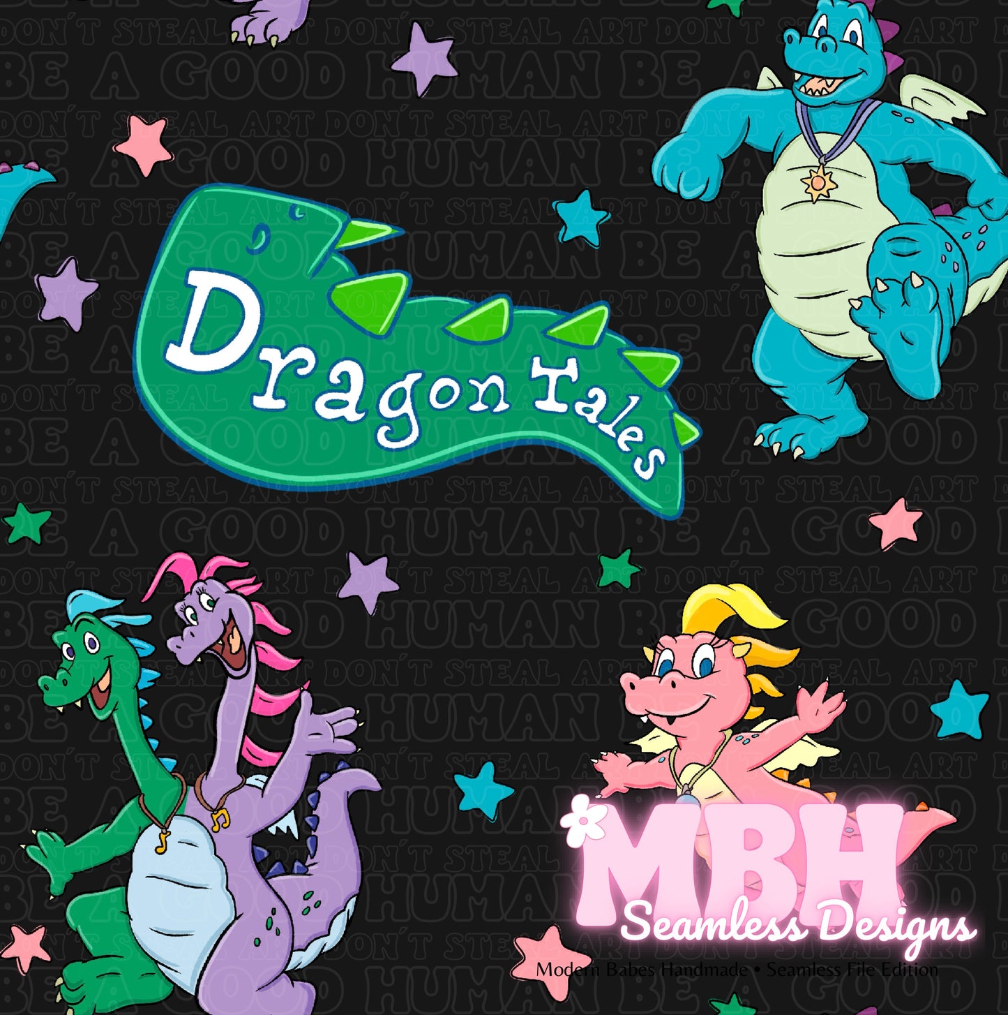 Starry Dragon Tales Seamless Pattern MULTIPLE COLORWAYS