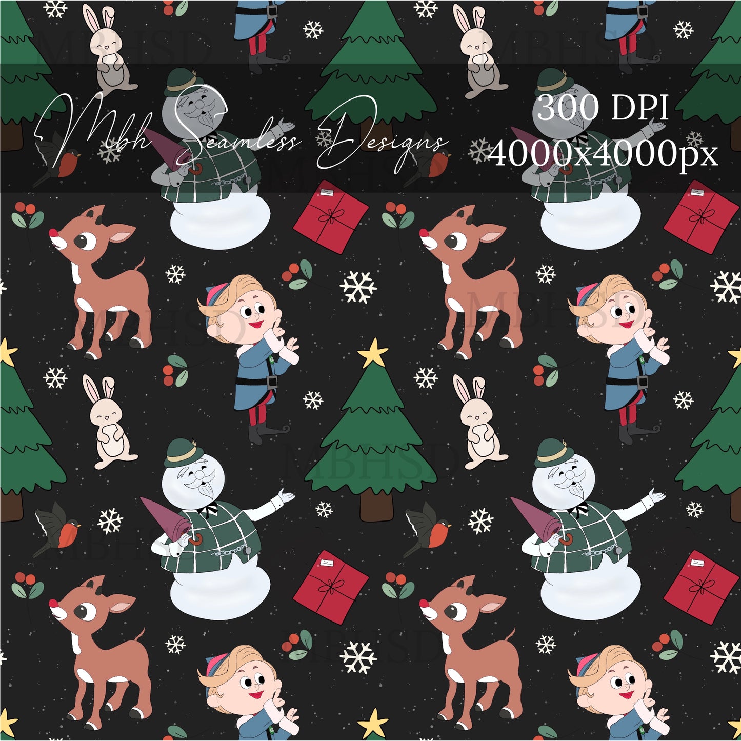 Vintage Reindeer Seamless Pattern