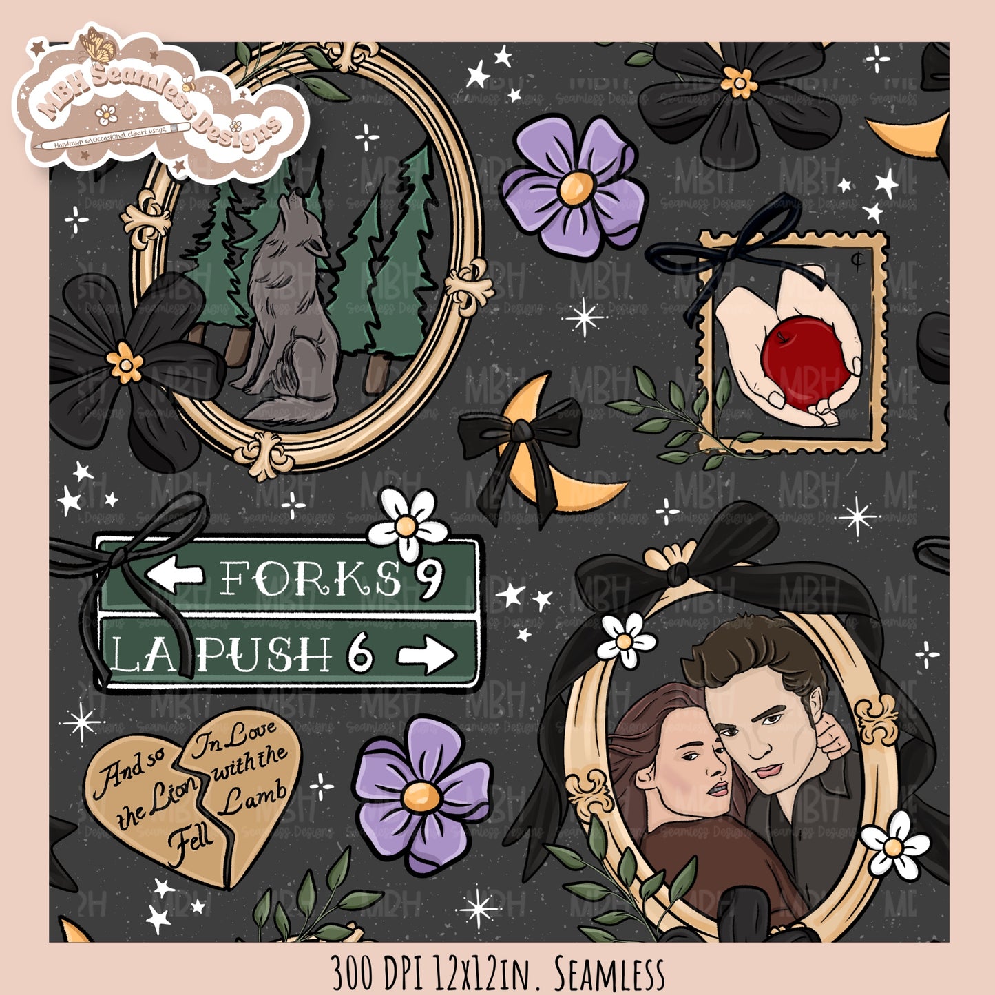 Twilight x Frames Seamless Pattern // PNG // Assorted Colorways