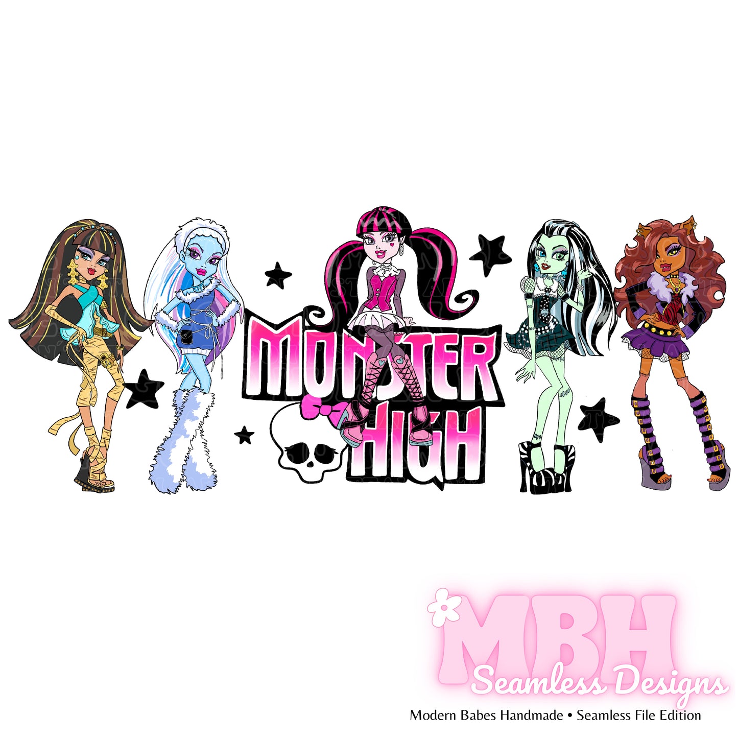 Monster High Colorblock Seamless Pattern MULTIPLE COLORWAYS