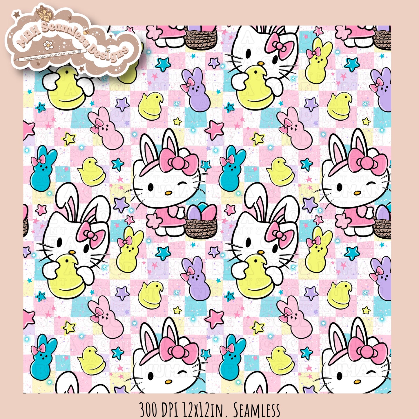 HK Easter Peeps Seamless Pattern MULTIPLE COLORWAYS