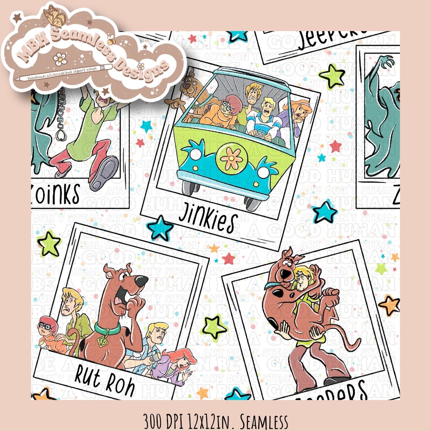 Starry Scooby Polaroids Seamless PNG & COORD MULTIPLE COLORWAYS