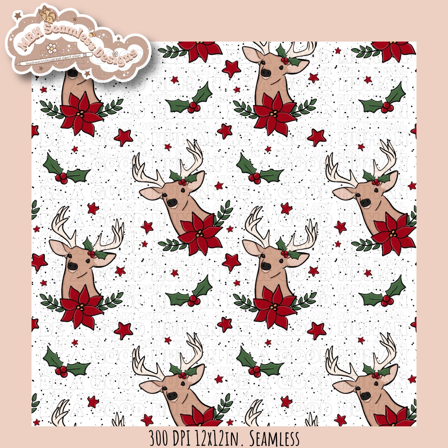 Deer Floral Seamless Pattern MULTIPLE COLORWAY OPTIONS