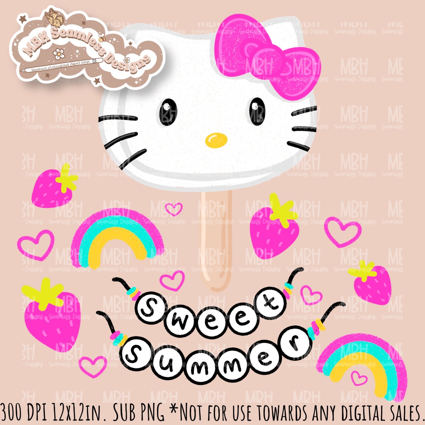 Sweet Summer KH Pops Seamless Pattern // PNG // Assorted Colorway Options