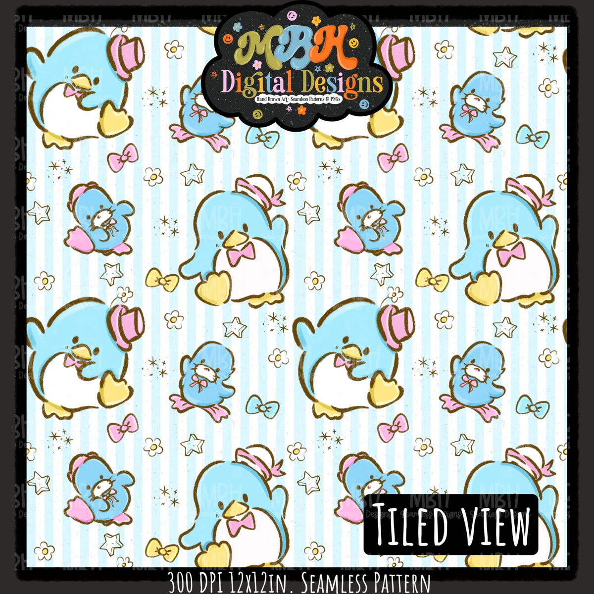 TuxedoSam Seamless Pattern // PNG // Assorted Colorways