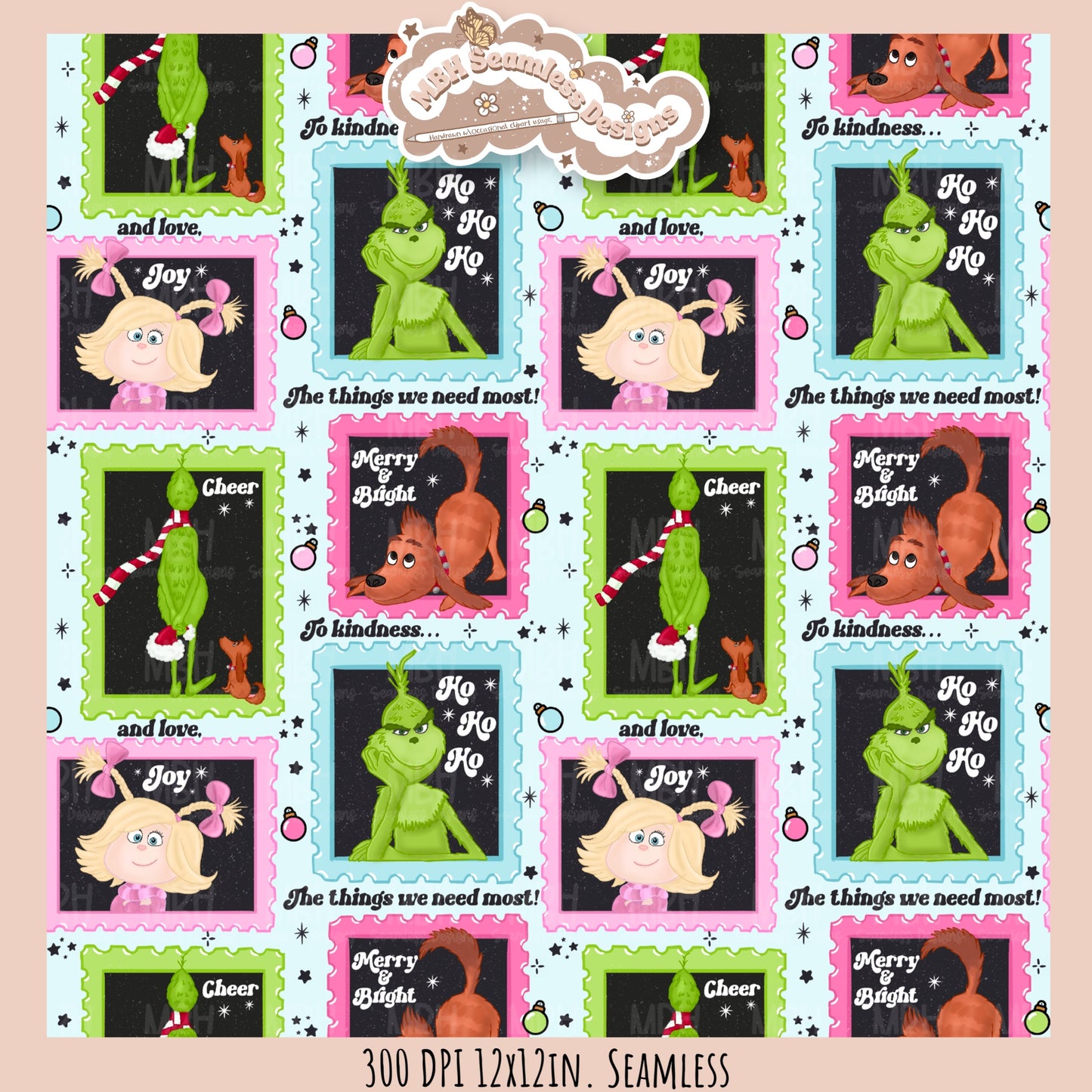 Grumpy Guy ‘18 Stamps Seamless Pattern // PNG // Assorted Colorway Options