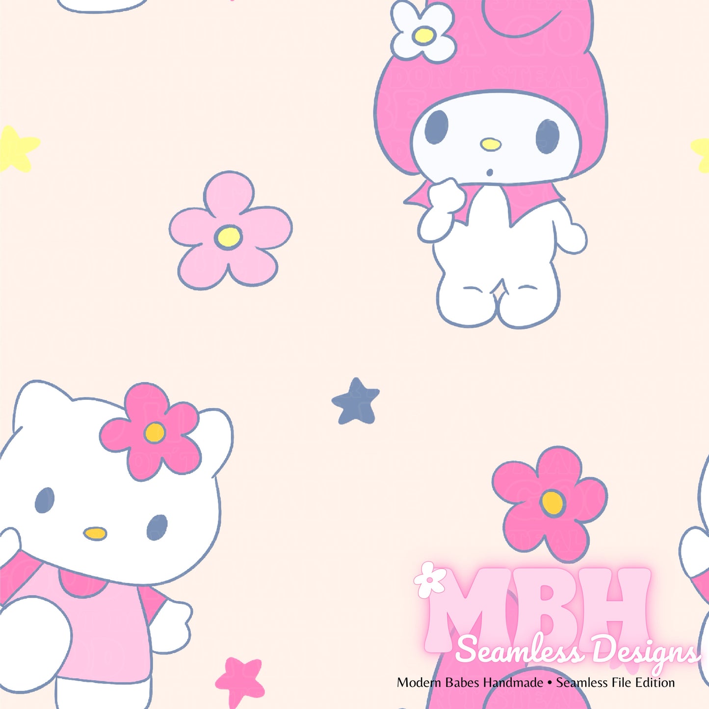 My Melody Hello Kitty Floral Spex Seamless Pattern MULTIPLE COLORWAYS